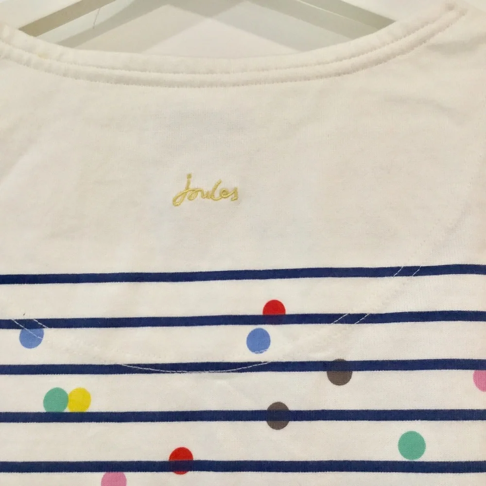 Joules 100% Cotton Polka Dot Striped Coastal Long Sleeve Top Sz 6 - Picture 7 of 13